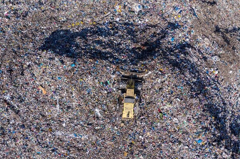 aerial view so much plastic dump holy crap