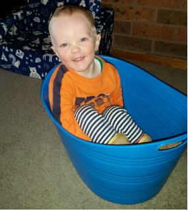 William sitting in a bucket