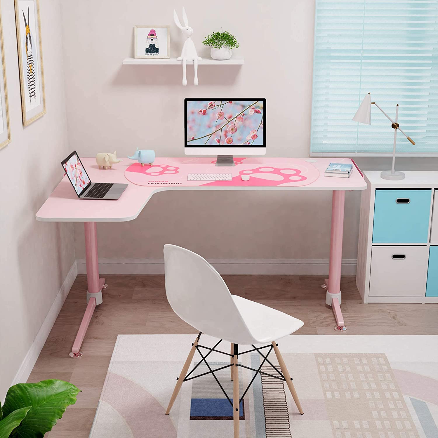 pink l desk