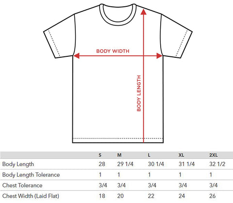 tee shirt size chart