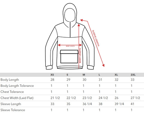 windbreaker jacket size chart