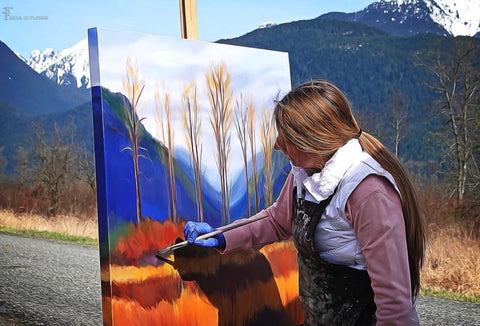 Painting En Plein Air, Pitt Lake, Theresa Eaton Art