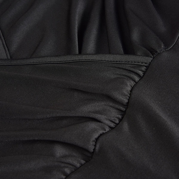 V-neck Black Jumpsuit See-through Mesh Patchwork Rompers-kold-fusion.myshopify.com-