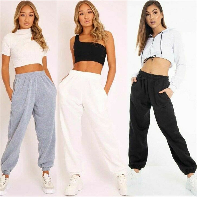 white high waisted sweatpants