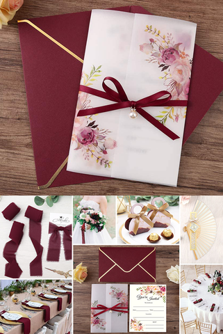 Burgundy Affordable Wedding Invitation Set | Amazon