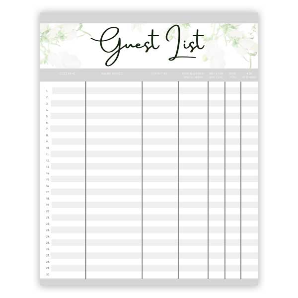 wedding guest list planner free