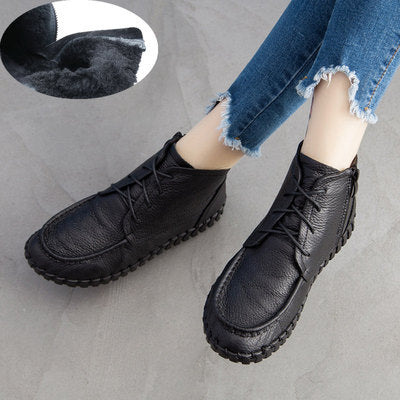 GKTINOO 2020 Vintage Style Genuine Leather Women Boots Flat Booties Soft Cowhide Women's Shoes Ankle Boots zapatos mujer