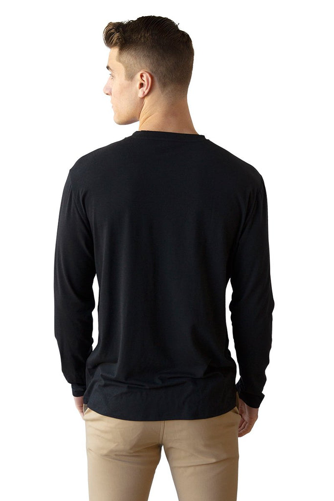 black and grey long sleeve shirt