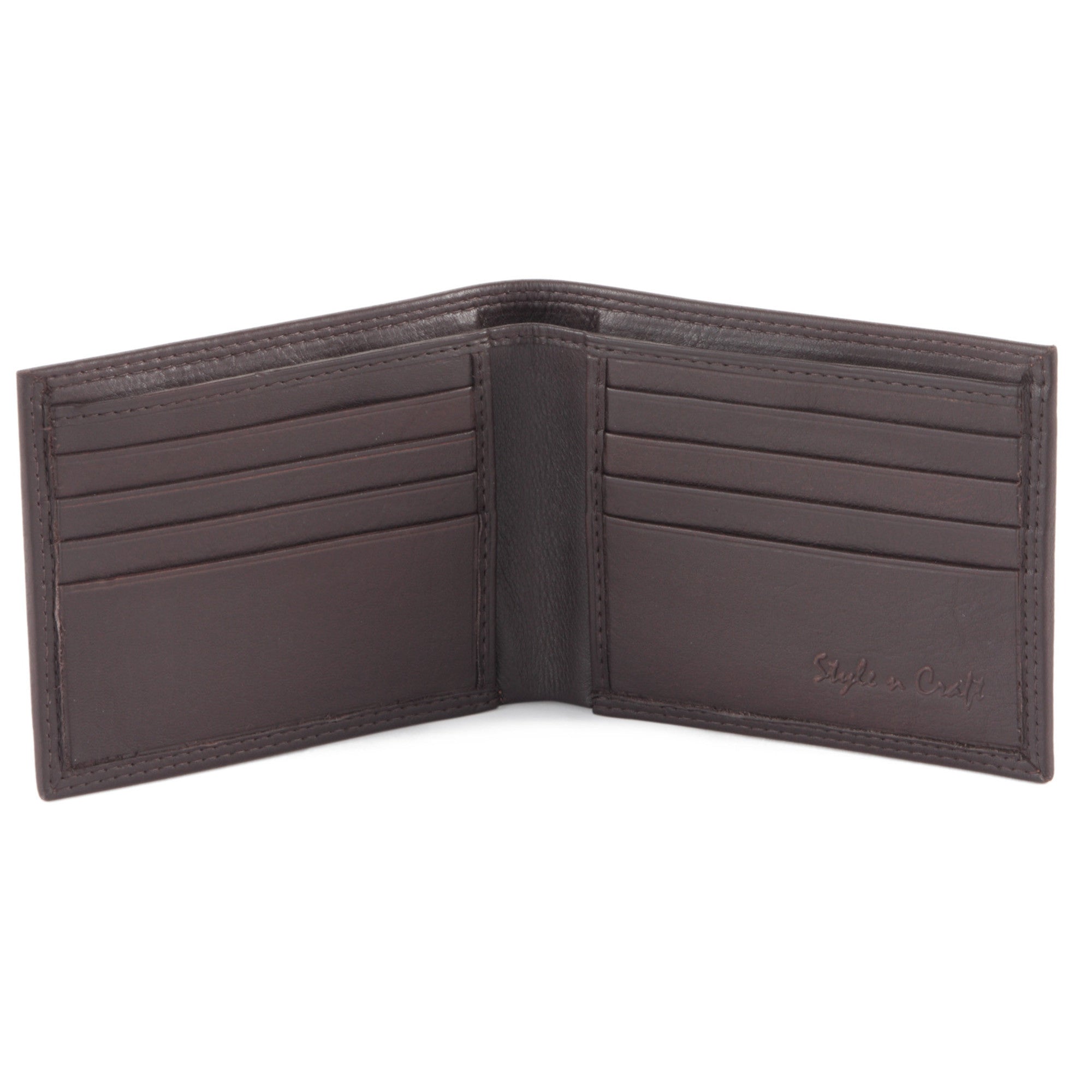 300720-BR Slim Bifold Leather Wallet in Brown | Style n Craft
