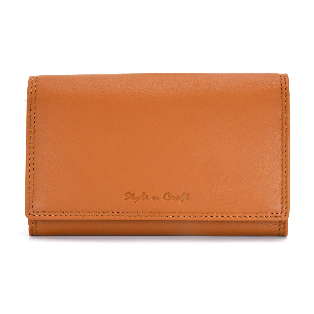 Clutch Wallet in Tan Color Leather with RFID | Style n Craft | #300953-CG