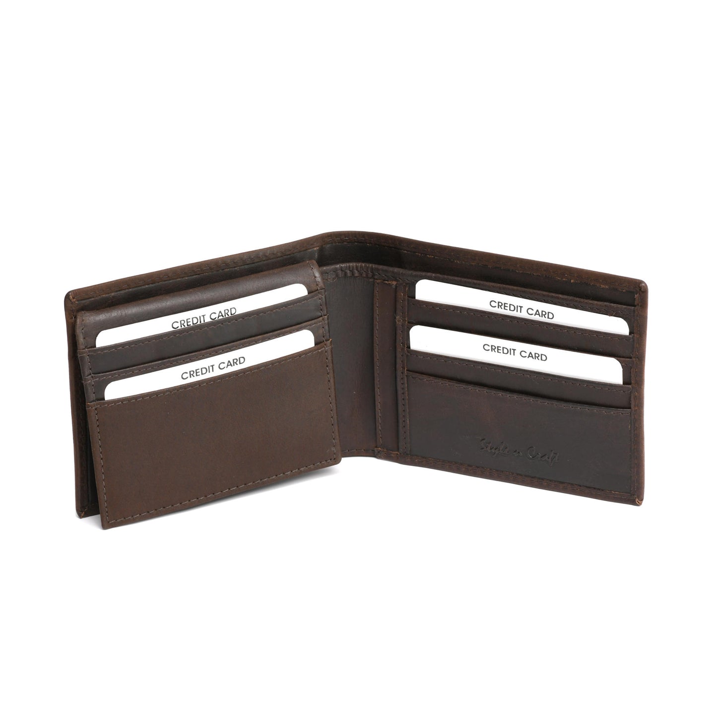 391004 Brown Bifold PassCase Leather Wallet with Flap | Style n Craft