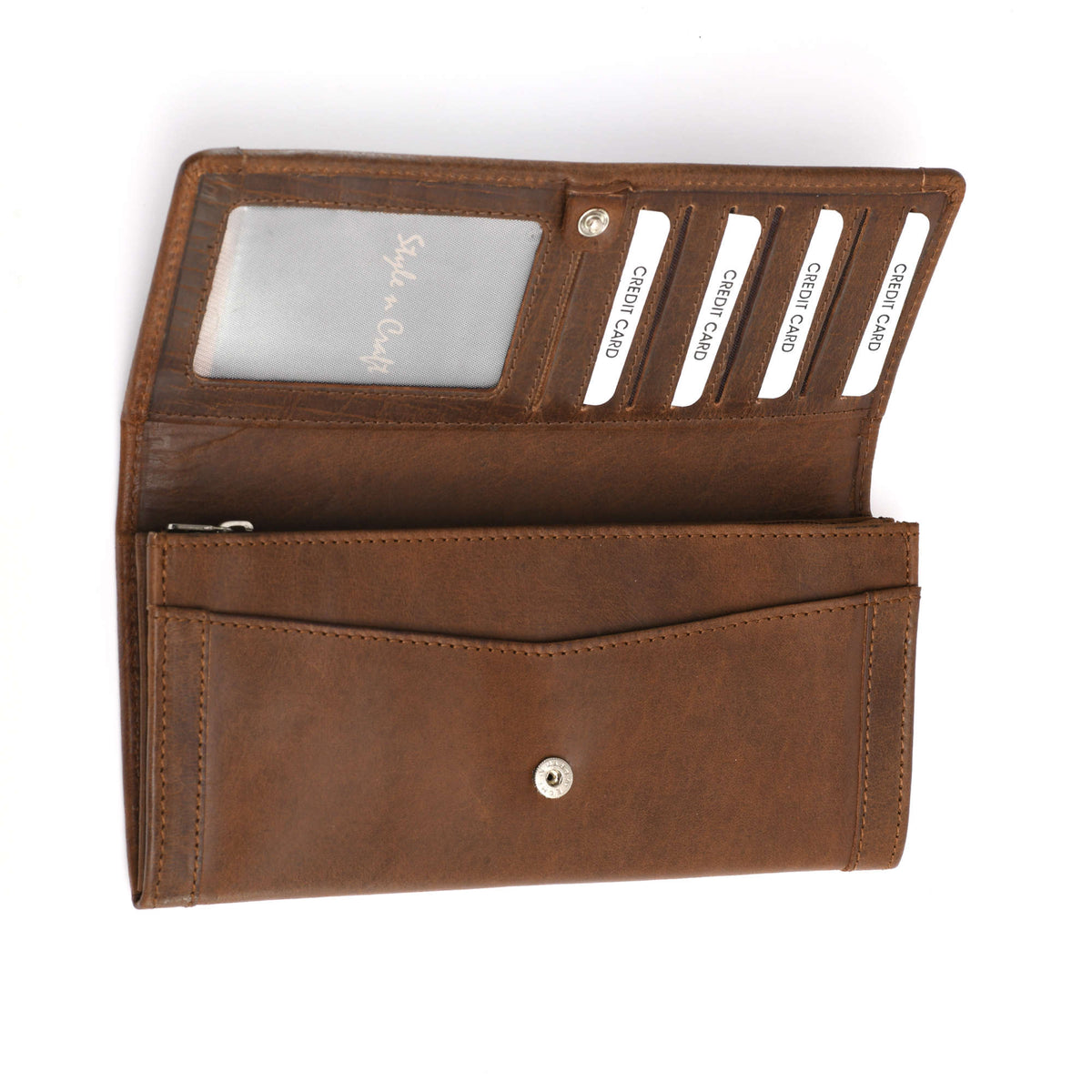 Long Clutch Wallet in Oak Color | Leather Frame | Style n Craft | #391106