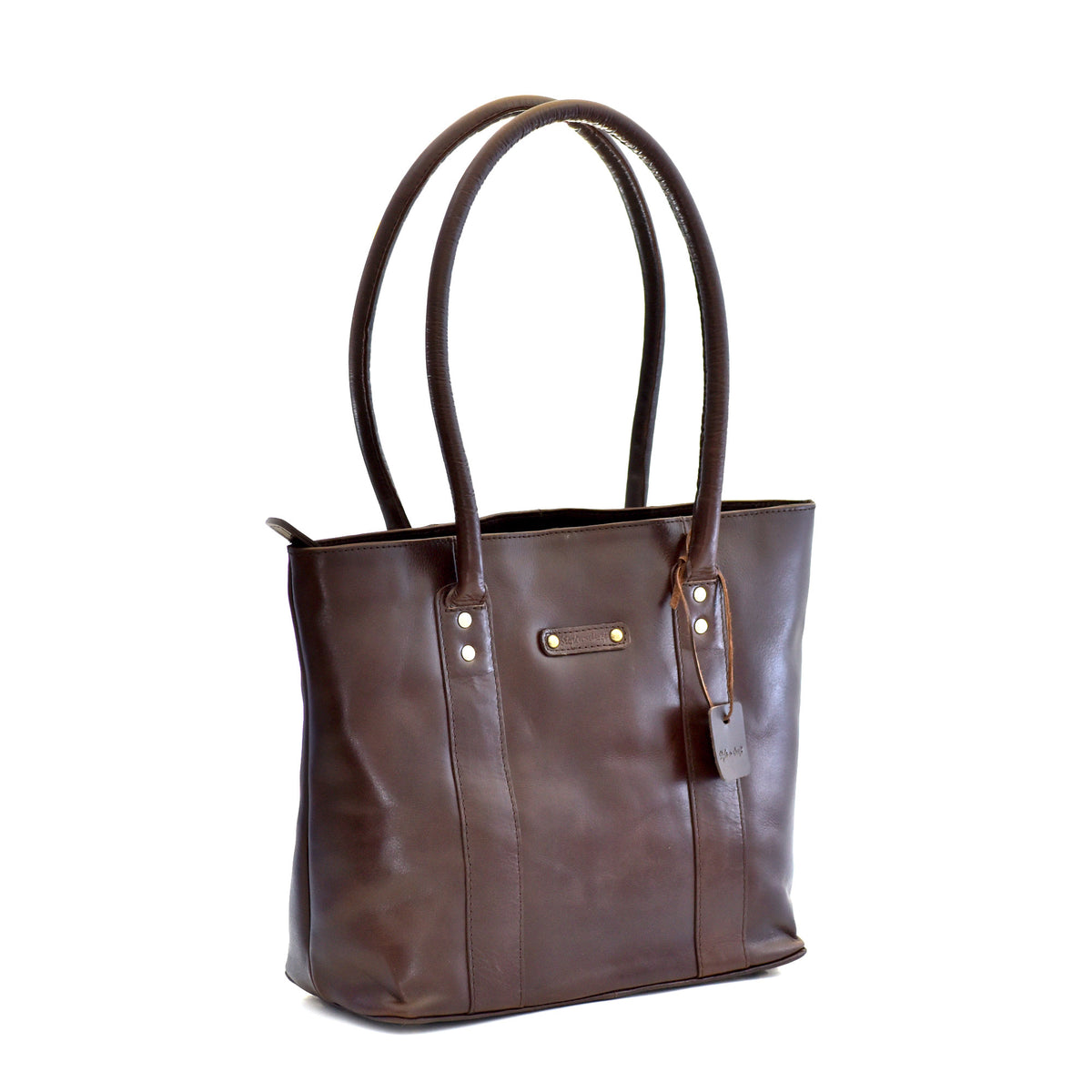 Ladies Tote Bag in Full Grain Dark Brown Leather | Style n Craft | #392004
