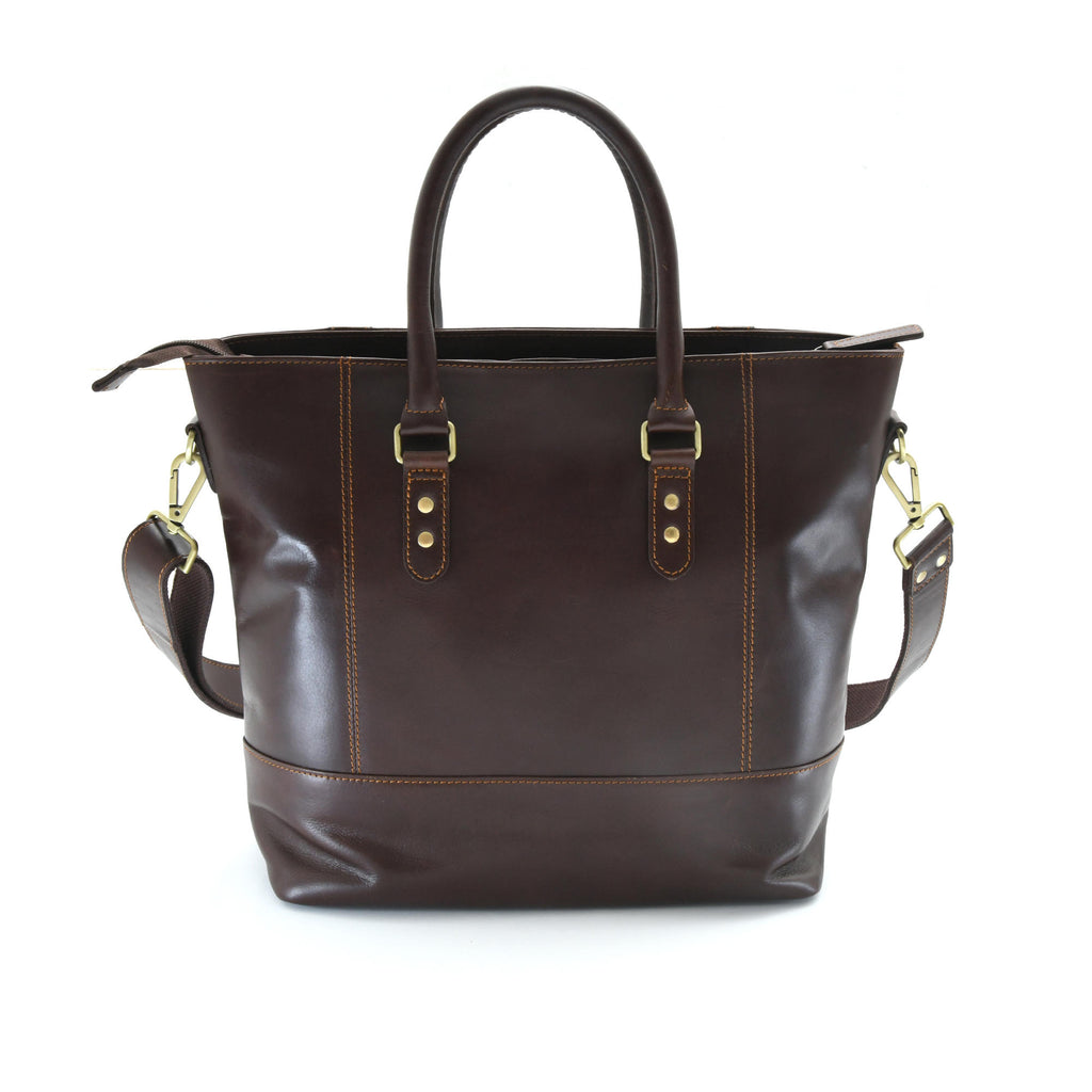 Men's Tote Bag in Dark Brown Full Grain Leather | Style n Craft | #392006