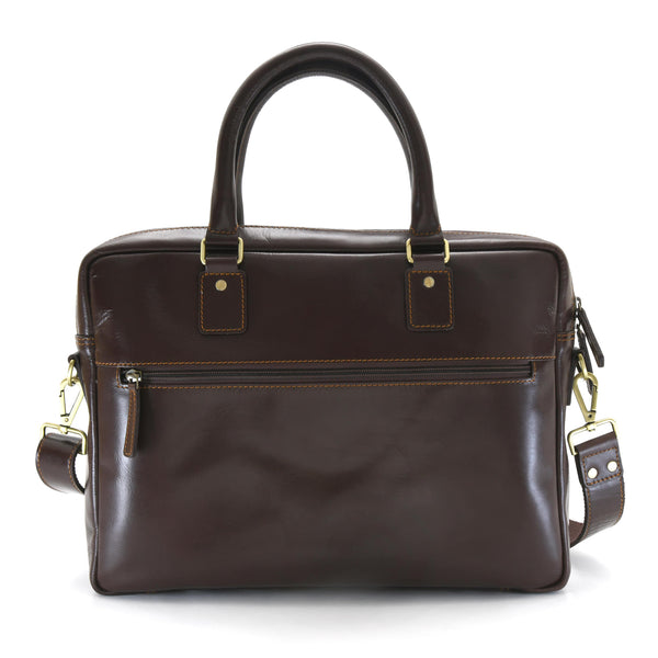 Laptop Briefcase Bag in Full Grain Dark Brown Leather | Style n Craft ...