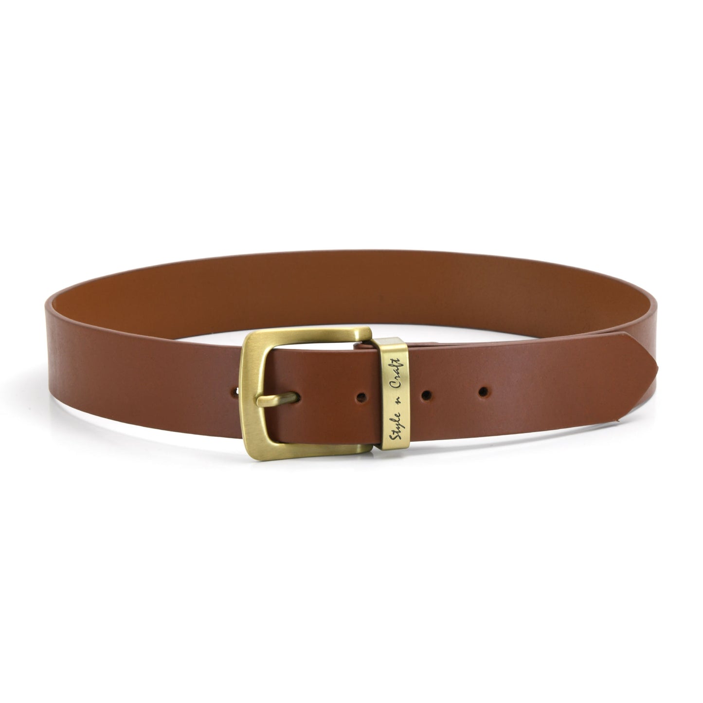 Tan Color Leather Belt | Gold Finish Buckle | Style n Craft | #392714