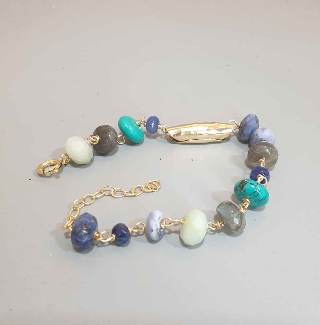 Blue Multi Stone Chain Bracelet – Yifat Bareket Jewelry Designs