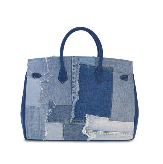 Denim Patchwork travelling tote bag