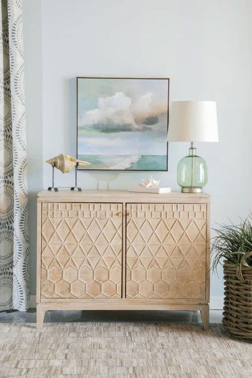 White Distressed Accent Cabinet