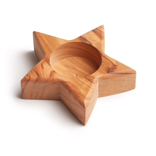 Heart Hand Carved Wood TeaLight Candle Holder