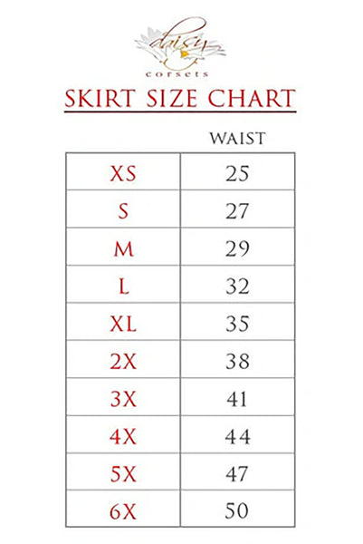 Daisy Corset Skirt Size Chart