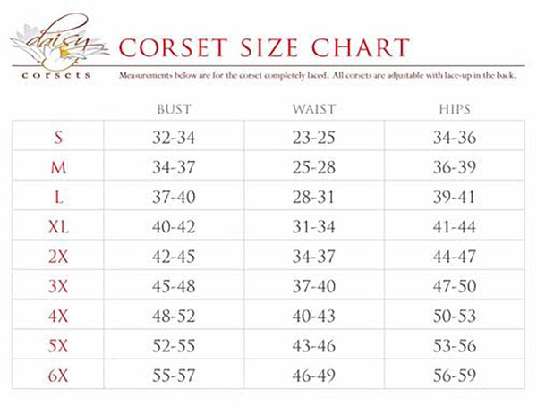 Daisy Corsets Premium Size Chart