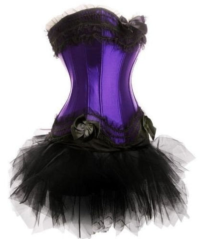 ATOMIC PURPLE BURLESQUE OVERBUST CORSET WITH PETTISKIRT