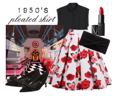 ATOMIC RED ROSE ROCKABILLY SKIRT