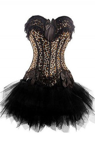 ATOMIC TWO PIECE LEOPARD LOVER BURLESQUE CORSET WITH TUTU