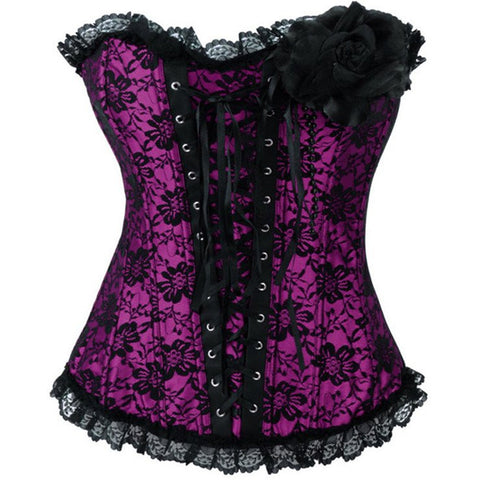 ATOMIC PURPLE AND BLACK GOTHIC ROSE OVERBUST CORSET