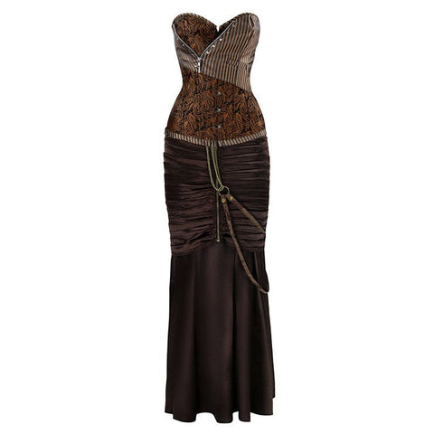 ATOMIC STEAMPUNK GOTHIC BROWN CORSET SKIRT