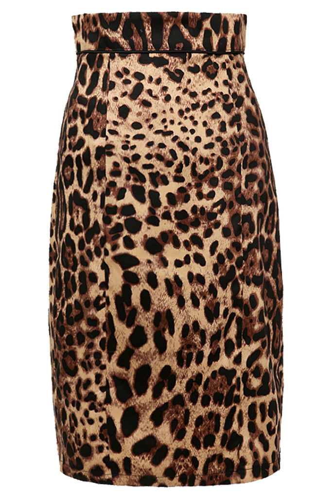 Atomic Leopard Printed Midi Barrel Skirt | Atomic Jane Clothing