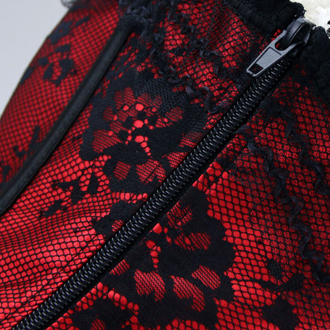 Atomic Red Floral Victorian Lace Corset Dress | Atomic Jane Clothing