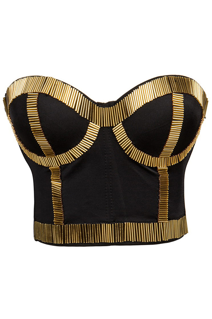 Atomic Black And Gold Bustier Top Atomic Jane Clothing