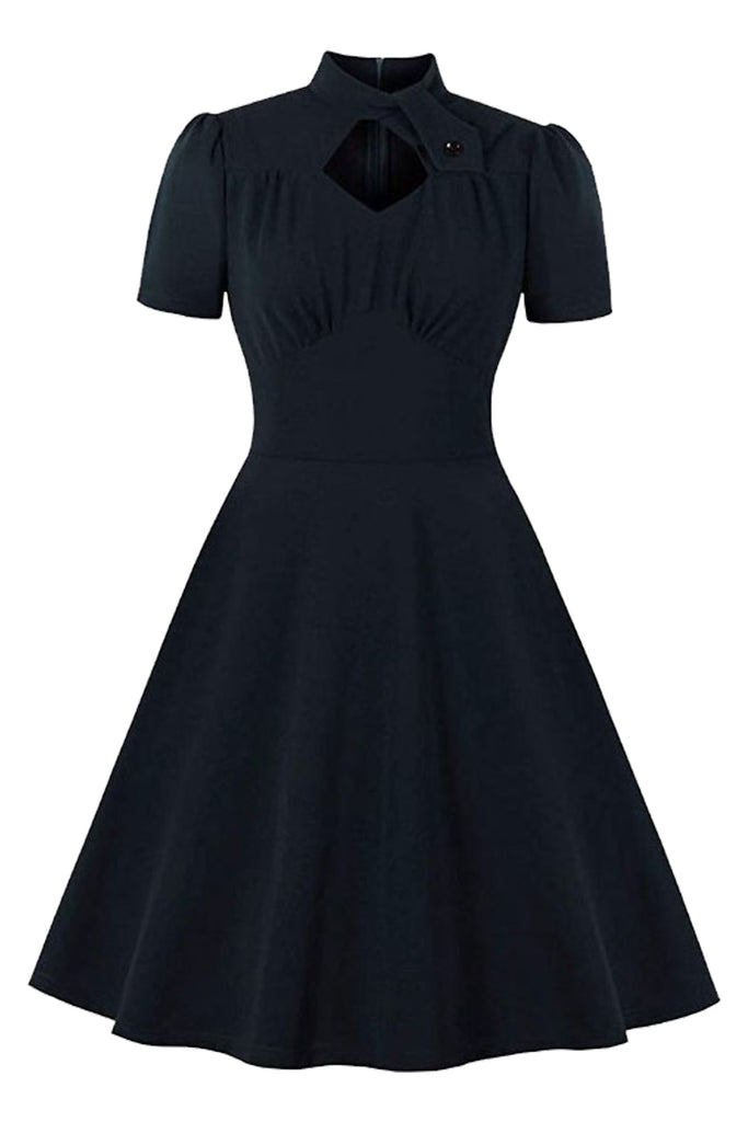 Atomic Black Stand Collar Midi Dress | Atomic Jane Clothing