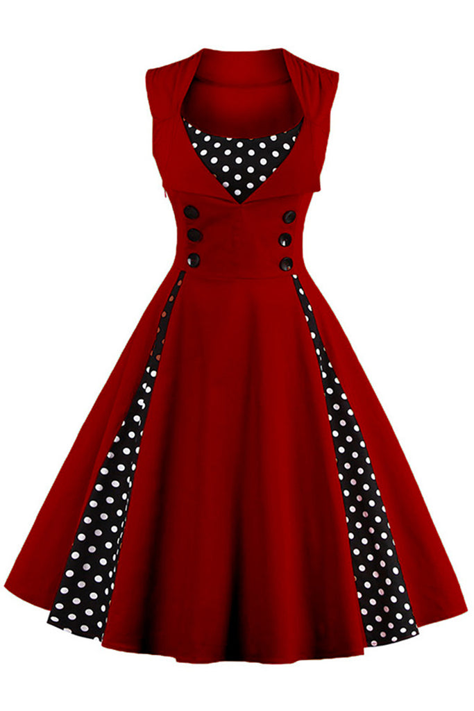 black polka dot swing dress