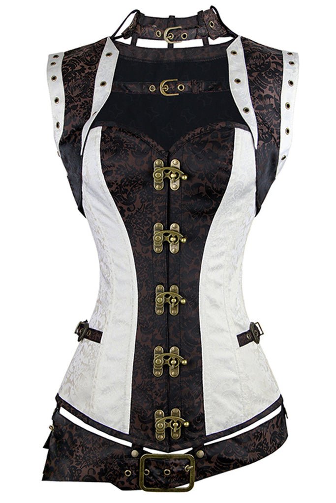 Atomic Two Toned Steel Boned Steampunk Overbust Corset Atomic Jane Clothing 