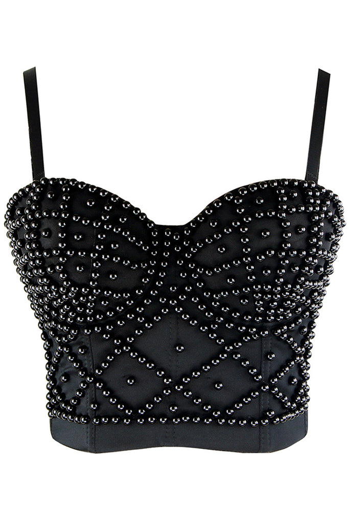 Atomic Black Beaded Bustier Top | Atomic Jane Clothing