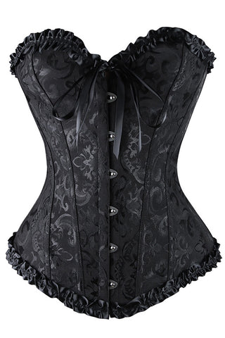 Atomic Black Vintage Embroidered Corset | Atomic Jane Clothing