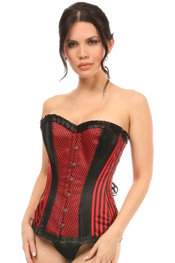 Lavish Premium Red Burlesque Overbust Corset Atomic Jane Clothing