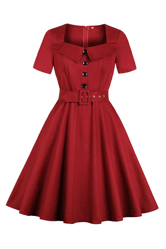 Atomic Vintage Wine Red Dress with Belt 