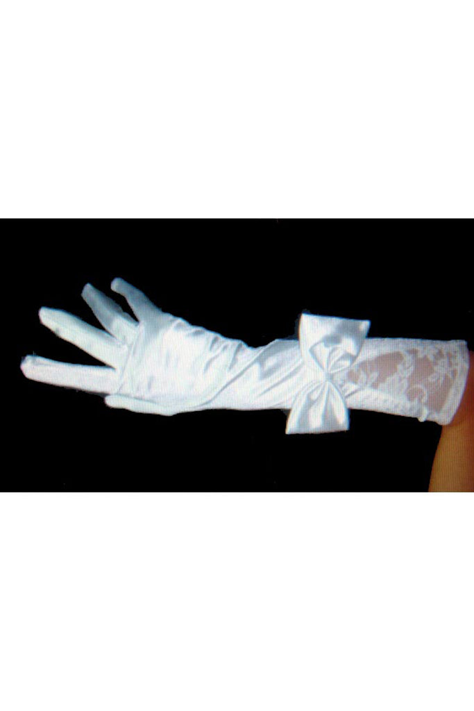 white elbow length gloves