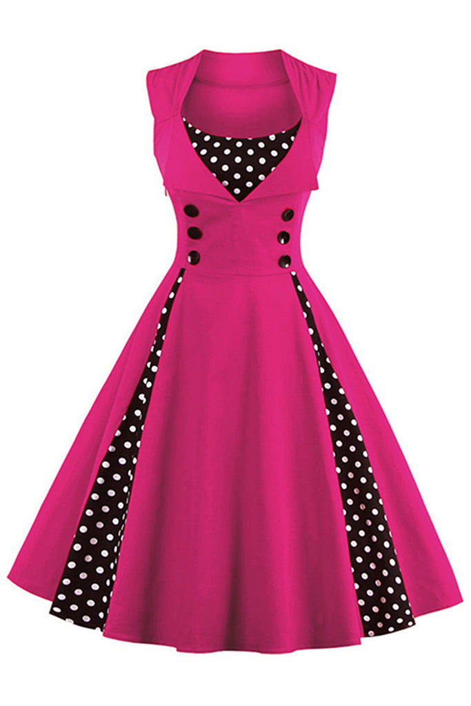 pink dress with black polka dots