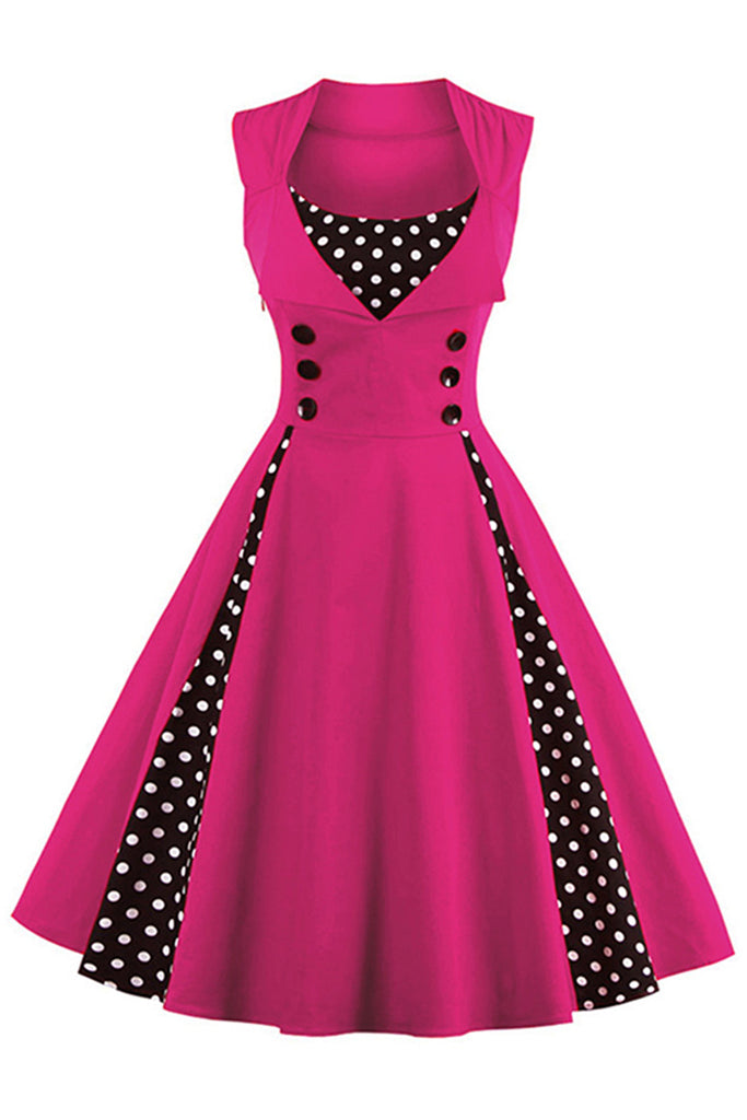 black polka dot swing dress