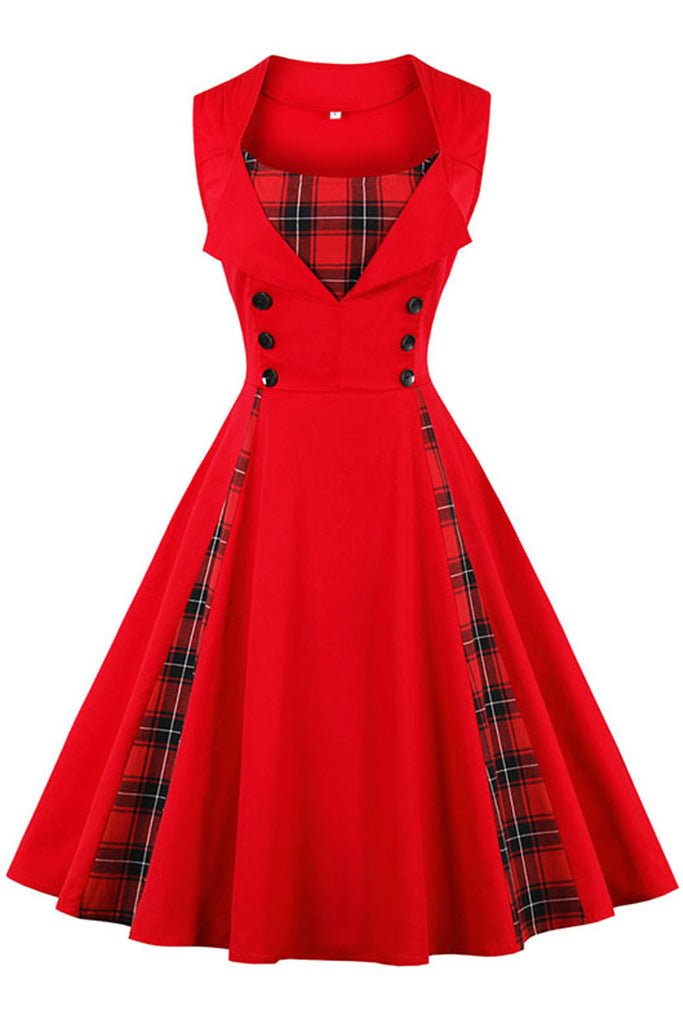 red tartan cocktail dress