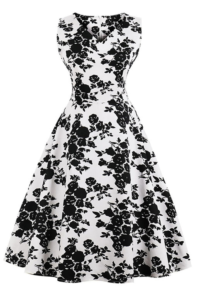 black and white floral gown