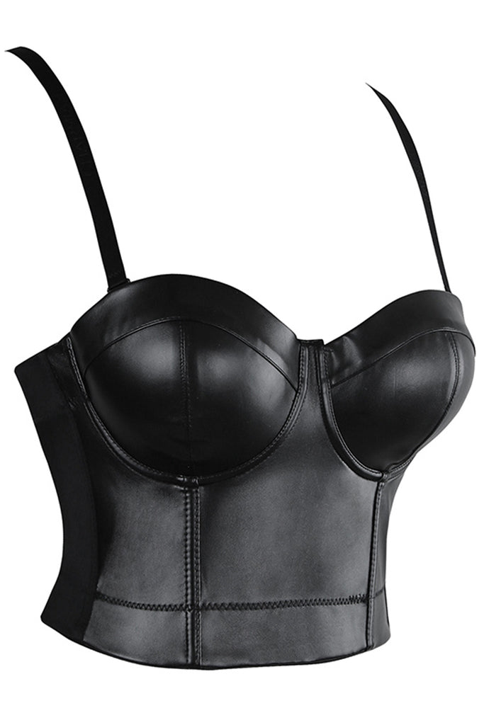 Atomic Black Faux Leather Bustier Bra Top | Atomic Jane Clothing