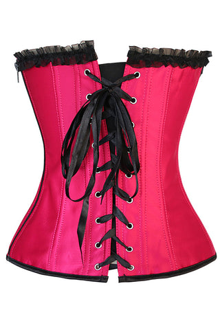 Atomic Hot Pink Rhinestone Brooch Overbust Corset | Atomic Jane Clothing