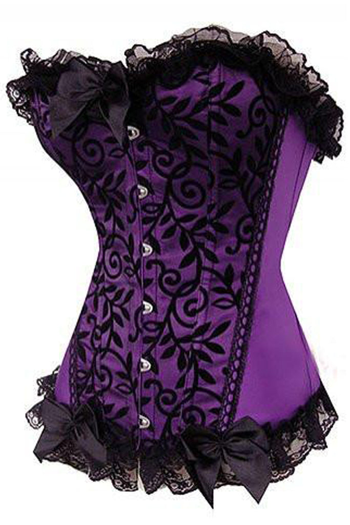 Atomic Purple and Black Vines Velvet Corset | Atomic Jane Clothing