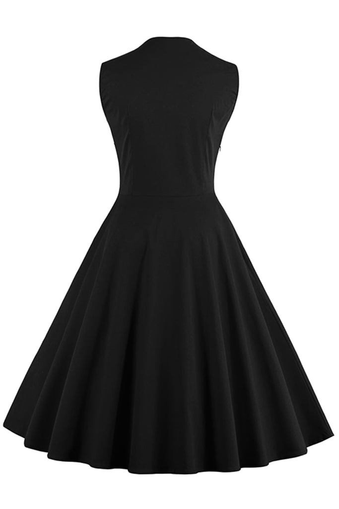 Atomic Black Buttoned Floral Cocktail Dress | Atomic Jane Clothing